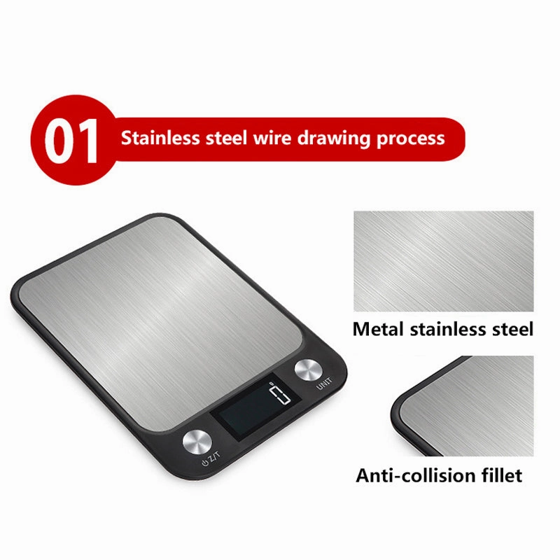 Premium Kitchen Scale 15Kg/1g – Stainless Steel Digital Food and Coffee Weighing Scale, LED Display, Battery-Powered, Multi-Unit Options for Cooking and Baking