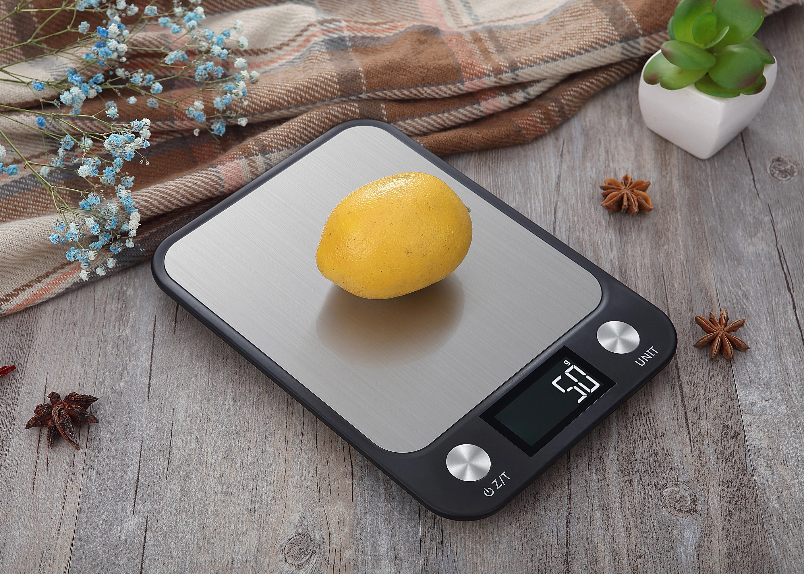 Premium Kitchen Scale 15Kg/1g – Stainless Steel Digital Food and Coffee Weighing Scale, LED Display, Battery-Powered, Multi-Unit Options for Cooking and Baking