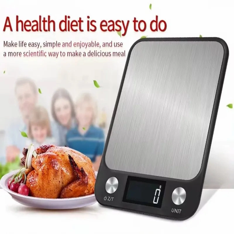 Premium Kitchen Scale 15Kg/1g – Stainless Steel Digital Food and Coffee Weighing Scale, LED Display, Battery-Powered, Multi-Unit Options for Cooking and Baking
