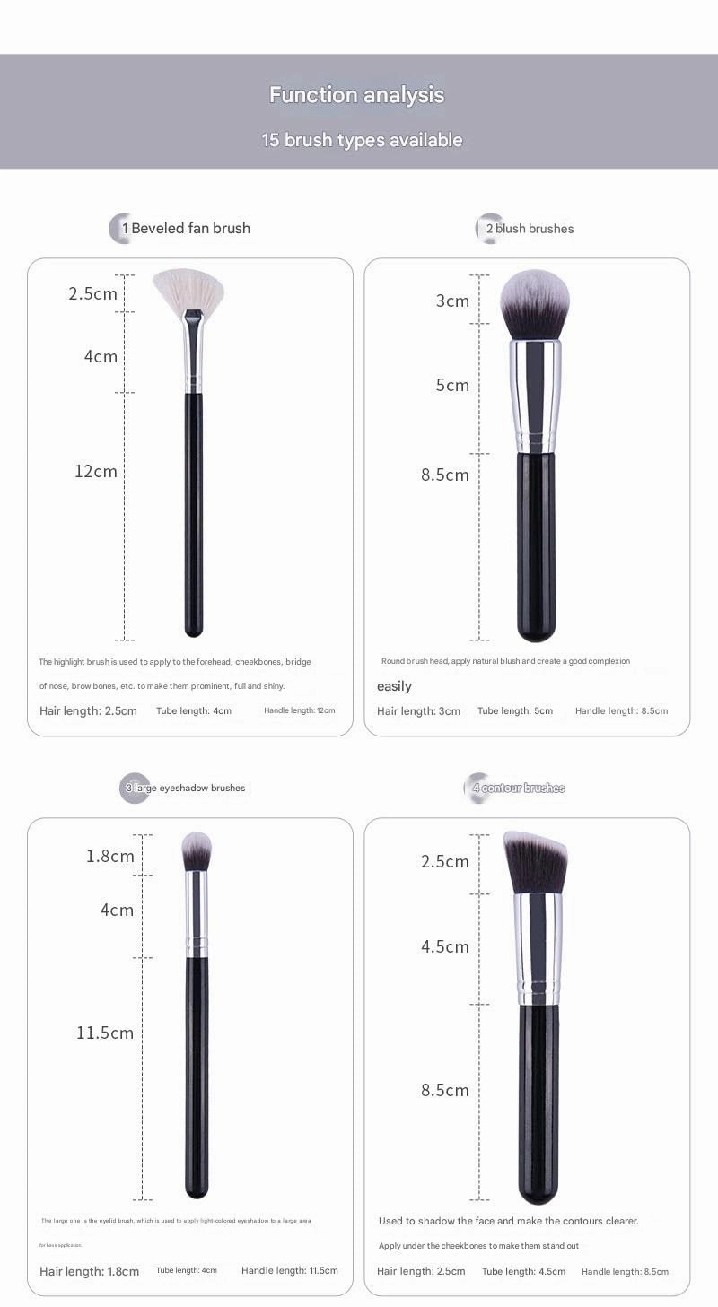 Premium Natural Hair Makeup Brush Set – 15 Piece Professional Cosmetic Brush Kit for Eyeshadow, Foundation, Blending Contouring(Brush Brush Bucket)