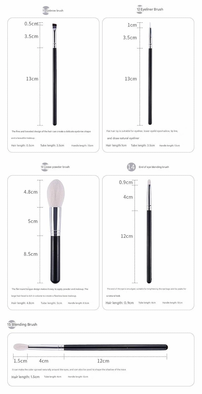 Premium Natural Hair Makeup Brush Set – 15 Piece Professional Cosmetic Brush Kit for Eyeshadow, Foundation, Blending Contouring(Brush Brush Bucket)