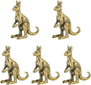 PRETYZOOM 5pcs Miniature Kangaroo Figurines, 1.5'' Brass Kangaroo Charms, Vintage Animal Sculpture, Fengshui Ornament for DIY Craft, Collection