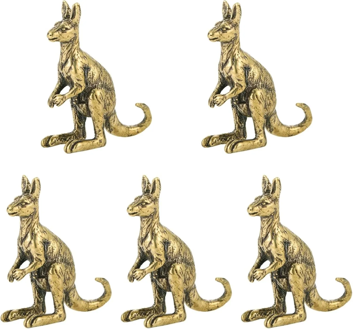 PRETYZOOM 5pcs Miniature Kangaroo Figurines, 1.5'' Brass Kangaroo Charms, Vintage Animal Sculpture, Fengshui Ornament for DIY Craft, Collection