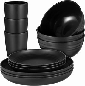 PRETYZOOM 1Set Straw Dinnerware Set Plates Bowls for Camping Outdoor Dining Dorm Use Easy to Clean Versatile Dishes for All Occasions
