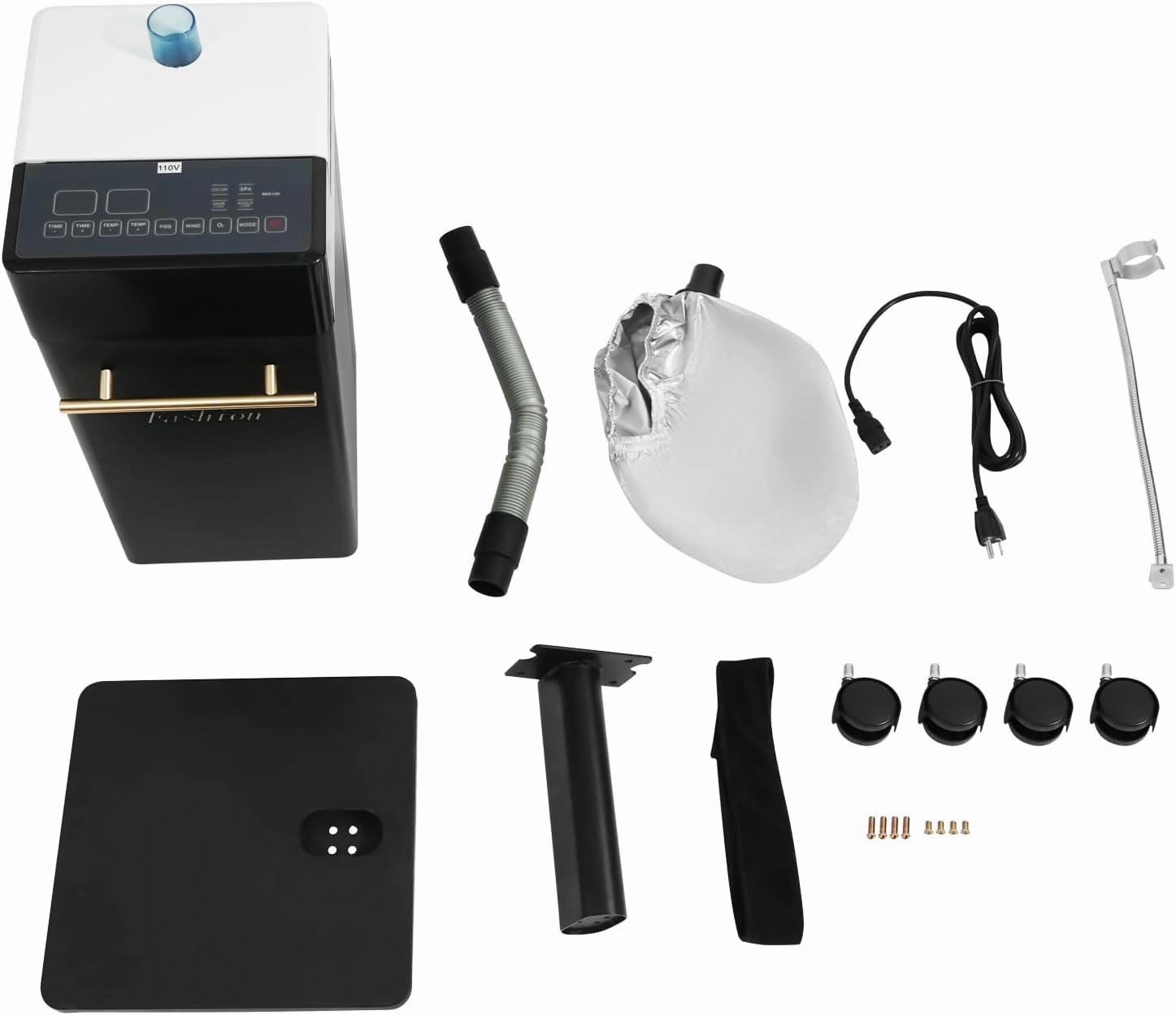 Professional Standing Hair Steamer, 110V Hair Steamer Nano Micro Mist Modern Style Multi-Function Hair Care Equipment, Hooded Hair Steam Cap Treatment-Heated Micro Mist Steamer for SPA, Home (Black)