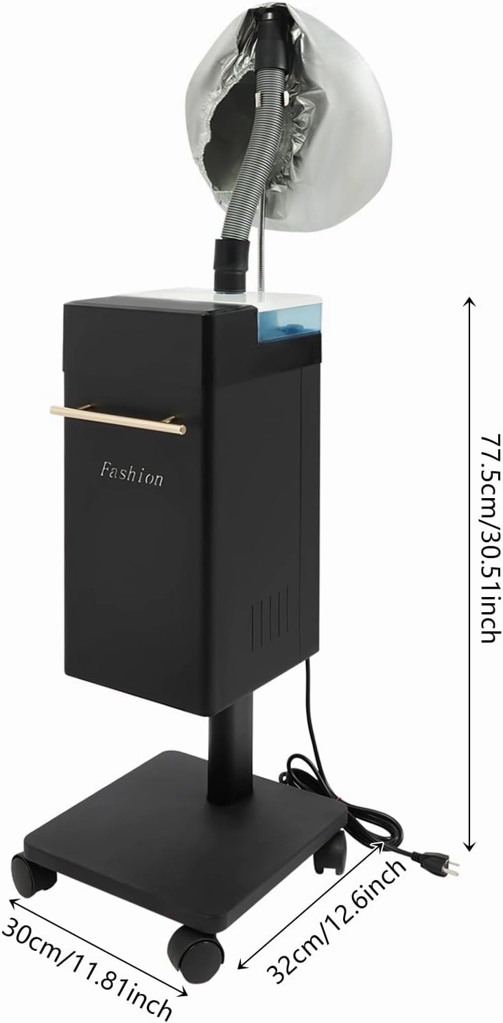Professional Vertical Nano Hair Steamer, 110V 650W Salon-Grade Steam Machine with 360° Mobility Base, Hair Oil Treatment Equipment for Spa & Home Use, Commercial Steam Therapy System (Black)