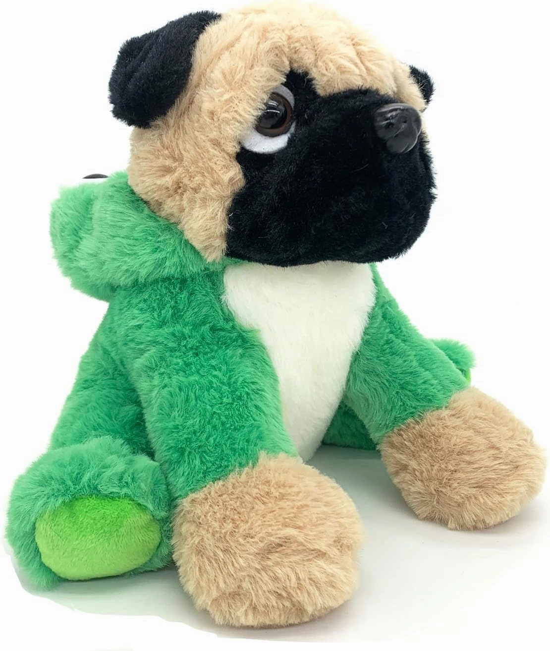 Pug Stuffed Animal Dressed Up as a Frog, Plush Soft Toy Cute Fluffy Froggy Plushie Costume Puppy, Perfect Easter Basket Stuffers Gift for Kids, Party Suppliers