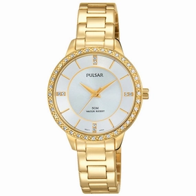 Pulsar Crystal Encrusted Gold Stainless Steel Ladies Watch -  PH8218X