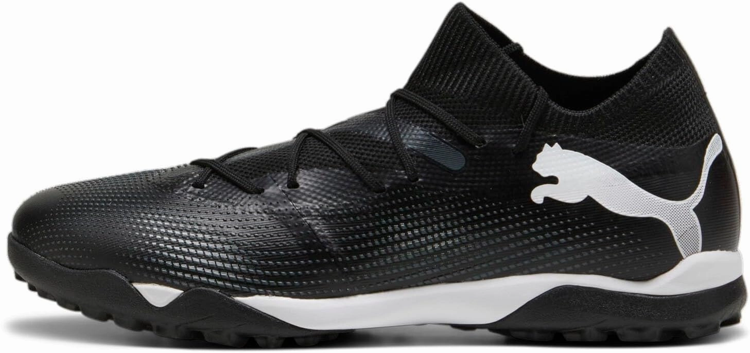 PUMA Future 7 Match Training Turf Soccer Shoes (Black-White, US Footwear Size System, Adult, Men, Numeric, Medium, 7)