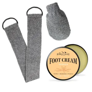 Pumice Valley Foot Balm Cream for Dry Cracked Heels and Feet - Natural Back Scrubber for Shower for Men and Women - Vanilla Foot Lotion 3.5 Oz
