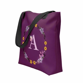 Purple Letter A Tote bag