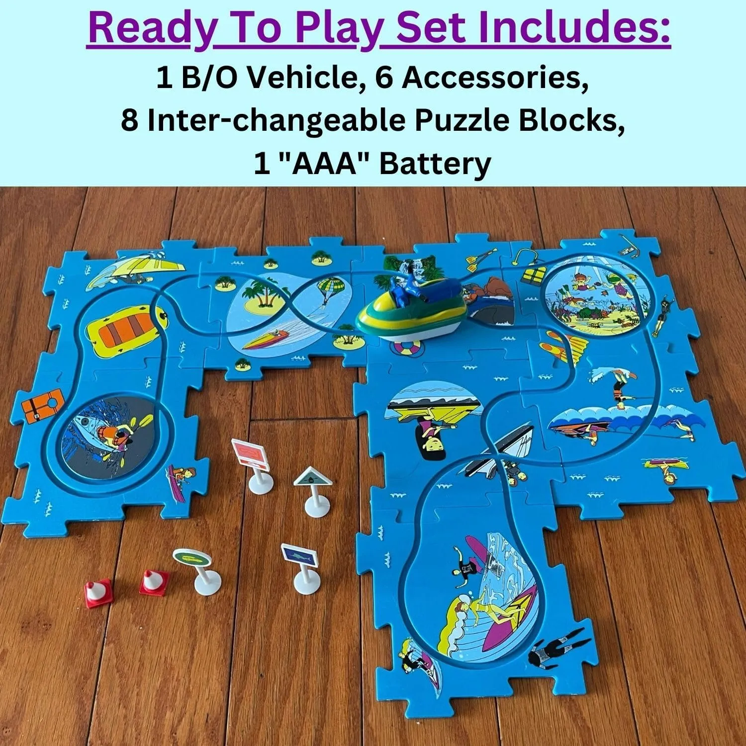 Puzzle Board Jigsaw Puzzles. BO Jet Ski Toy Vehicle Themed Floor Puzzle Car Play Mat. Car Tracks Jigsaw Puzzles for Kids, Puzzle Toys, Jigsaw Puzzle Mat. Educational Toy Brain Puzzles, Toy Car Track