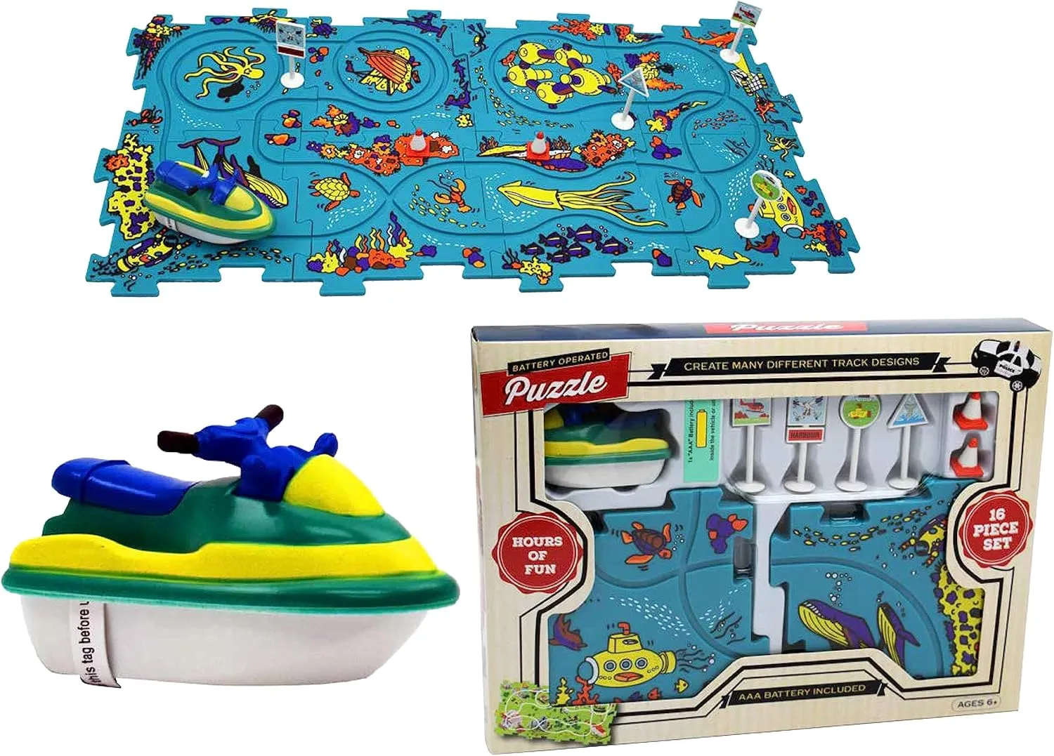 Puzzle Board Jigsaw Puzzles. BO Jet Ski Toy Vehicle Themed Floor Puzzle Car Play Mat. Car Tracks Jigsaw Puzzles for Kids, Puzzle Toys, Jigsaw Puzzle Mat. Educational Toy Brain Puzzles, Toy Car Track