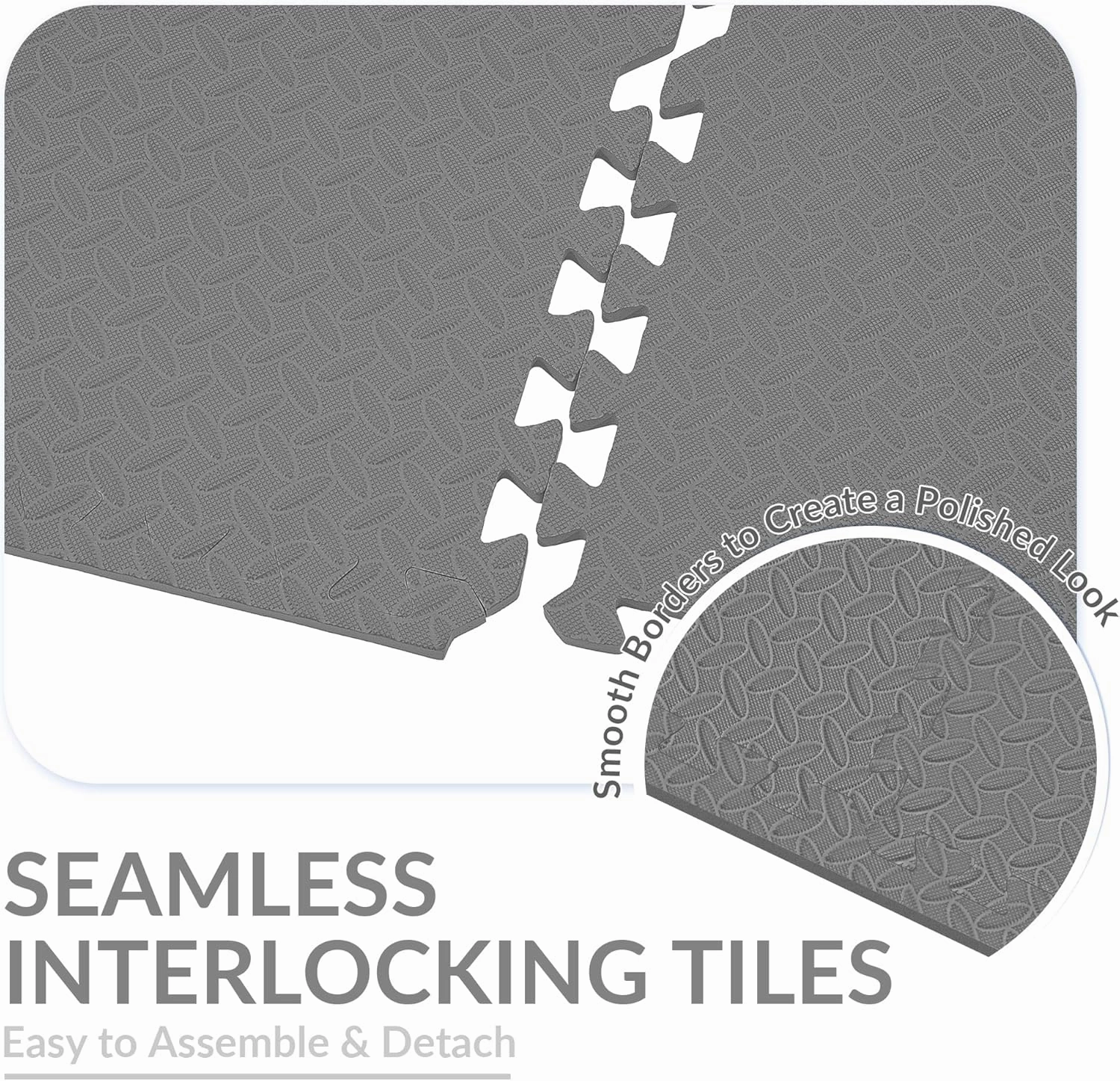 Puzzle Exercise Mat with EVA Foam Interlocking Tiles, Gray, 1” Thick, 18 Tiles, 72 Sq Ft