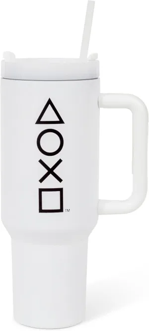 Pyramid America PlayStation Controller Icons Metal Travel Tumbler With Leak-Resistant Lid and Reusable Straw | Holds 40 Ounces