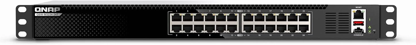 QNAP 24-Port 1U Rackmount High-Density L3 Lite 10GbE Managed Switch (QSW-M3224-24T-US)