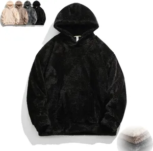 Qozys Fluffy Hoodie, Fuzzy Cozy Blanket Hoodie, Fluffy Hoodie Men Women, Cozy Hoodie with Pocket, Fluffy Inside & Out (Black)