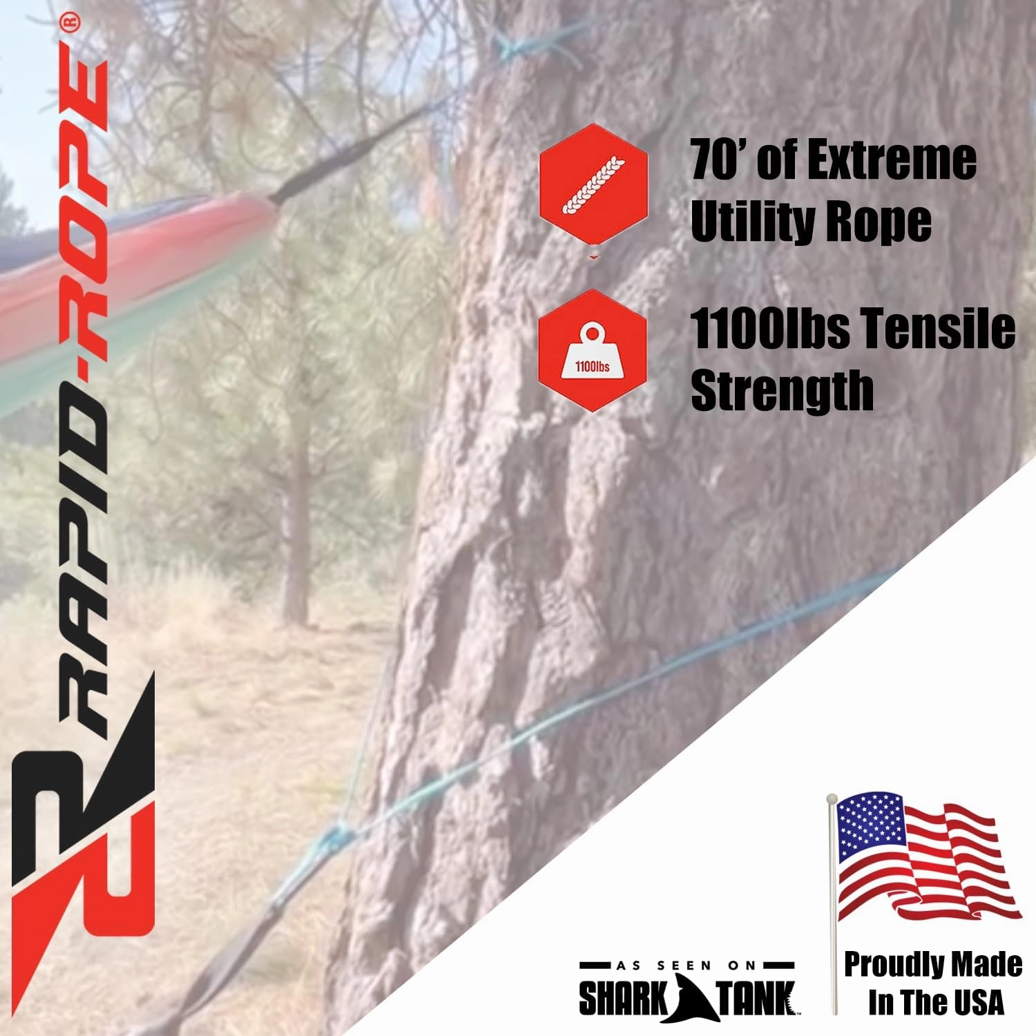 Rapid Rope Canister 70ft Red Flat Tactical Paracord, Made in USA, 1100lb Tested Heavy Duty Poly Rope Test Cord, Non-Tangle Dispense Included - Hiking, Camping, Survival, Utility, Climbing