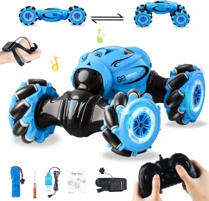 RC Car 1:16 Stunt Remote Control Car Twisting Vehicle Drift Car 2.4GHz Gesture Sensor Watch Control Toy Cars Vehicle 360° Flips with Lights Music,Driving Toy for Boys and Kids(Blue)