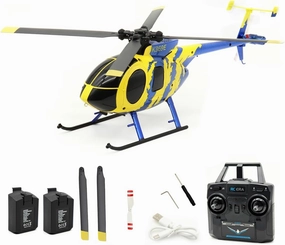 RC ERA C184 MD500 RC Helicopter for Adult, 2.4G 4CH 6-Axis No Aileron Remote Control Helicopter, Ultra-Stable Flight RC Aircraft with Optical Sensor & Upgraded Transmitter - 2 Battery