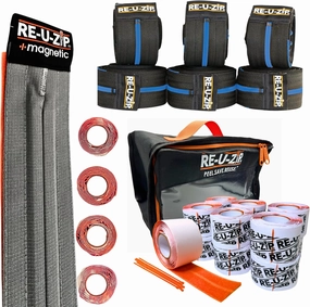 RE-U-ZIP® Heavy-Duty Reusable Dust Barrier Zipper (Pro Bundle)   Reusable Magnetic Entry Strip™ | Patented Self-Closing Dust Barrier Zipper (Starter Kit)