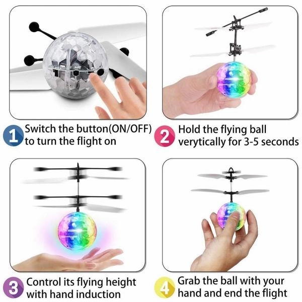 Rechargeable Flashing LED Light Hand-Controlled Infrared Induction Mini RC Flying Ball Toy for Kids Teenagers Indoor and Outdoor Games