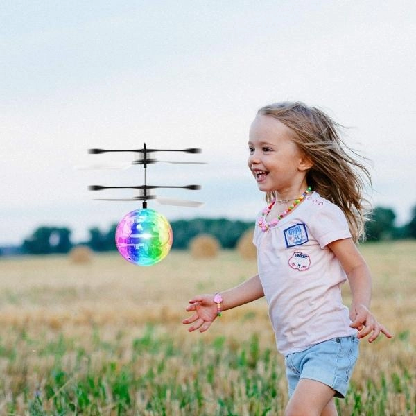 Rechargeable Flashing LED Light Hand-Controlled Infrared Induction Mini RC Flying Ball Toy for Kids Teenagers Indoor and Outdoor Games