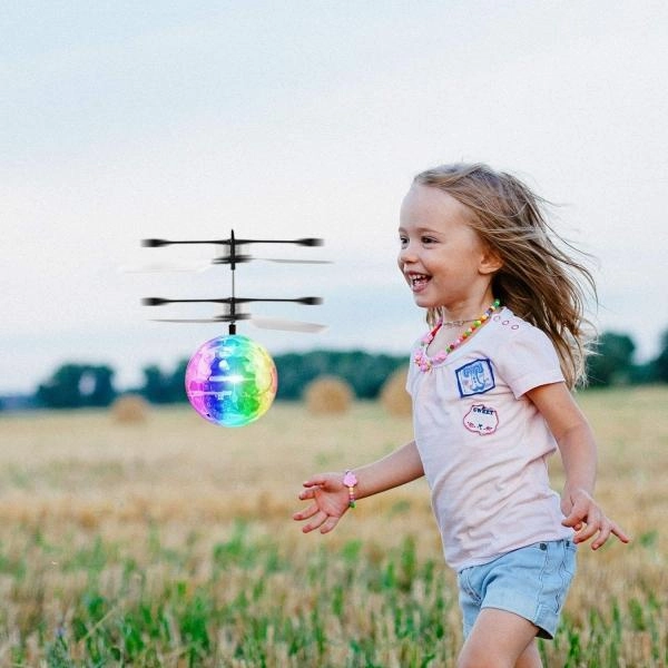 Rechargeable Flashing LED Light Hand-Controlled Infrared Induction Mini RC Flying Ball Toy for Kids Teenagers Indoor and Outdoor Games