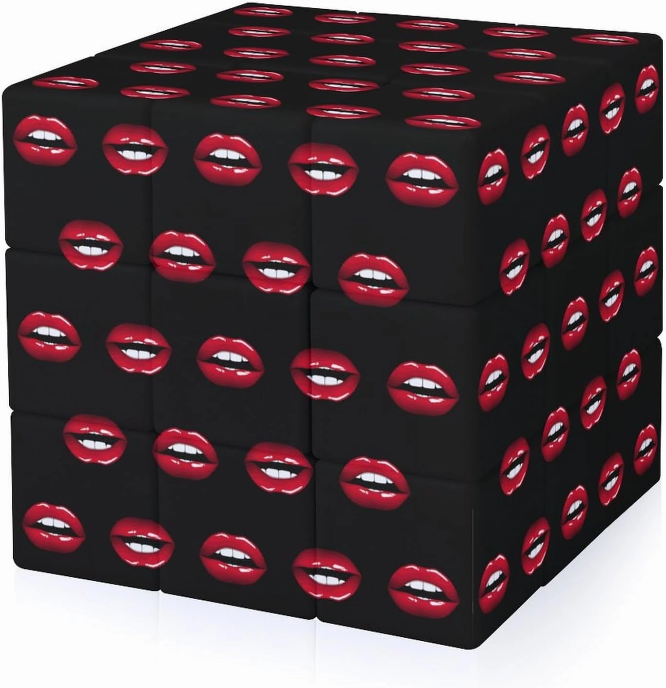 Red Lips Funny 3x3x3 Cube Smooth Lightweight Puzzle for Adult Graphic Printing Travel