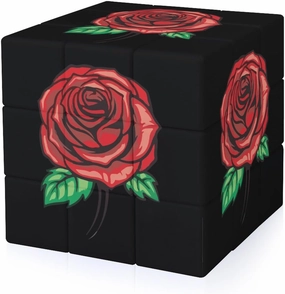 Red Rose Flower Funny 3x3x3 Cube Smooth Lightweight Puzzle for Adult Graphic Printing Travel