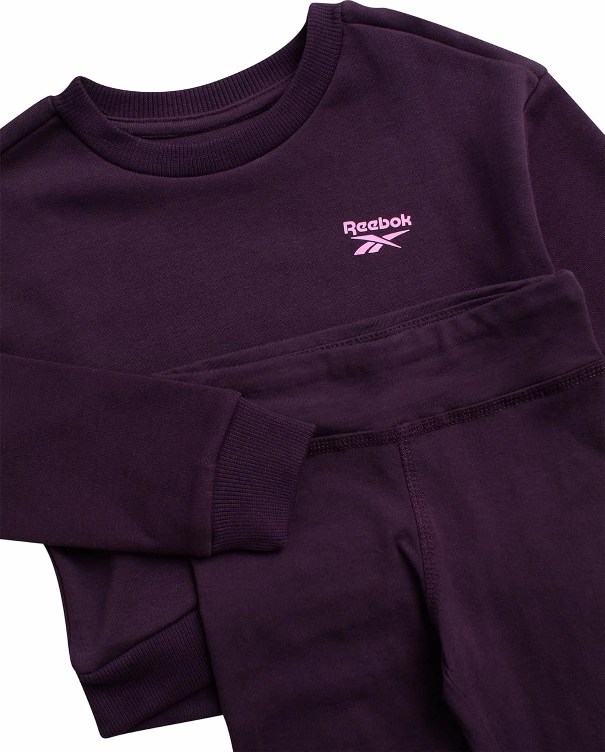 Reebok Baby Girls Pants Set - 2 Piece Cozy Fleece Crewneck Sweatshirt and Girls Leggings for Toddlers and Little Kids (2T-6X)