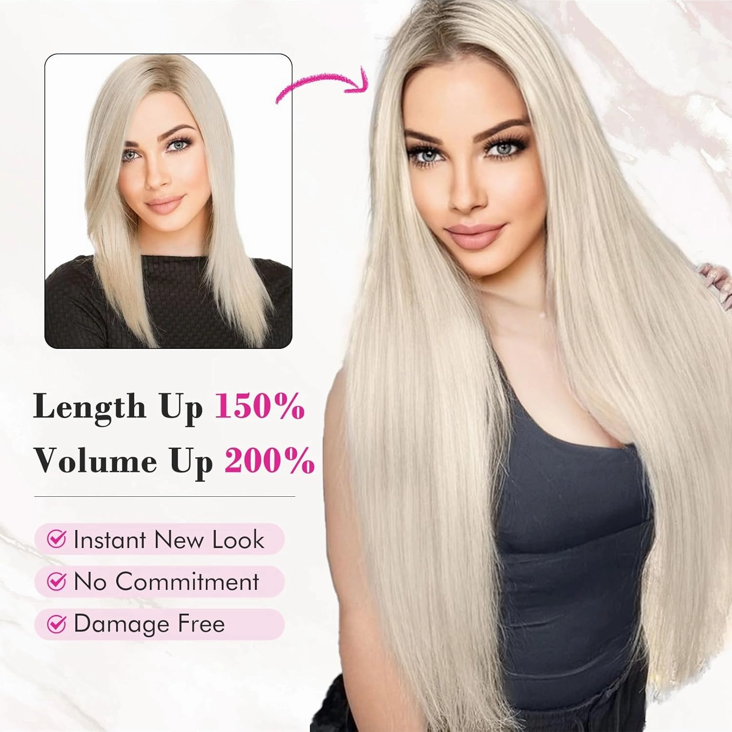 REECHO Hair Extensions, 11PCS Clip in Hair Extensions 24" Long Straight hair extensions HE005 Natural Soft Synthetic Hairpieces for Women – Ash Brown with Platinum Blonde Highlights
