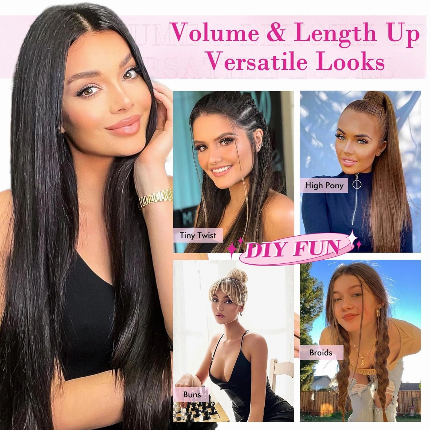 REECHO Hair Extensions, 11PCS Clip in Hair Extensions 24" Long Straight hair extensions HE005 Natural Soft Synthetic Hairpieces for Women – Ash Brown with Platinum Blonde Highlights