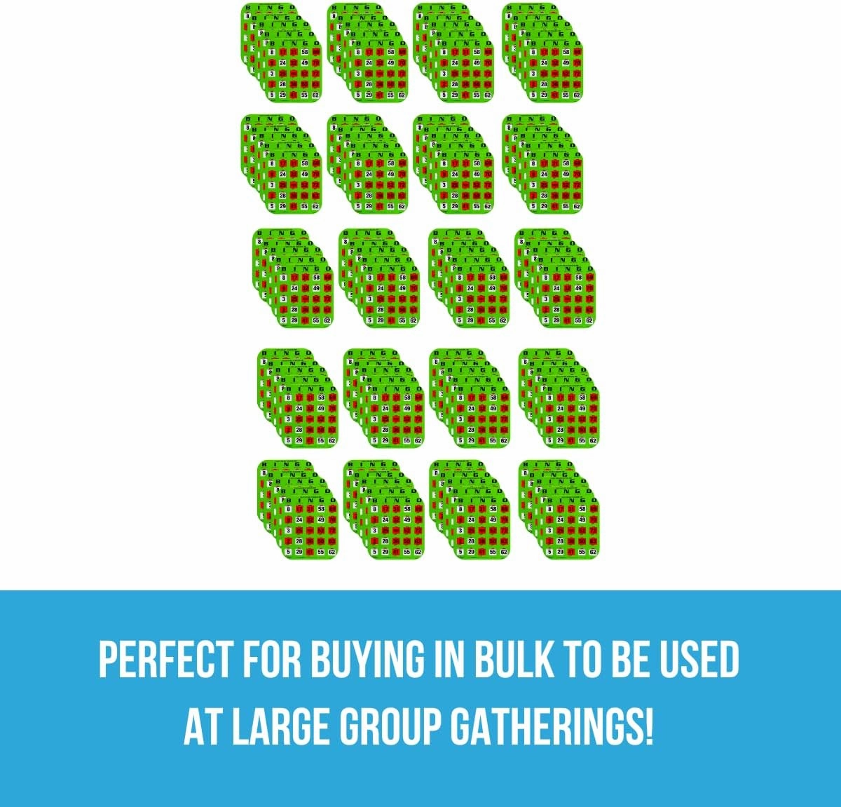 Regal Bingo - Shutter Slide Bingo Cards Only - 8” x 9” - 5-Ply Green Cardstock - Easy to Read - No Duplicates - Red Sliding Windows - Perfect for Large Groups, Bulk Purchasing