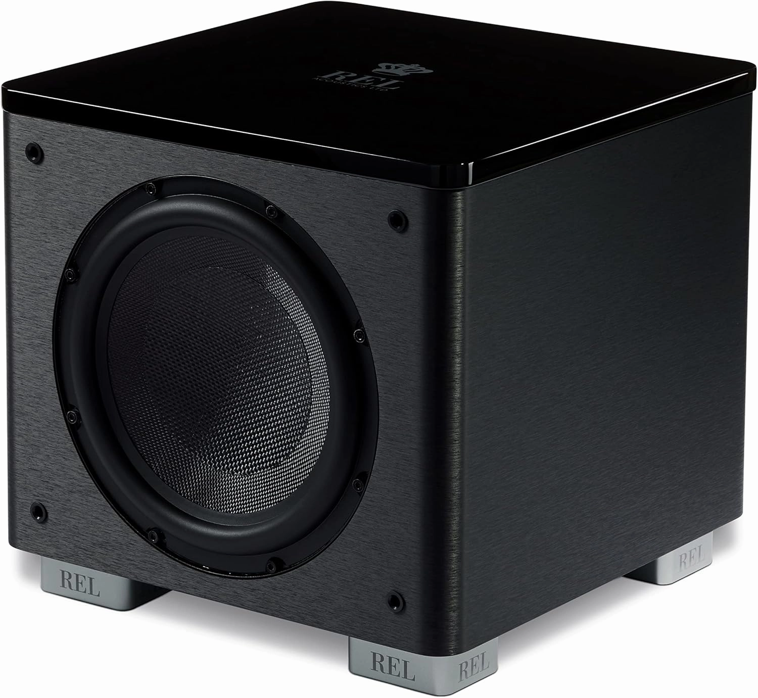REL HT/1003 MKII 10-Inch Powered Subwoofer – Compact Design with Class D Amplifier for Deep Bass in Home Theater, Stereo Systems, and Surround Sound – Line Grained Black Finish