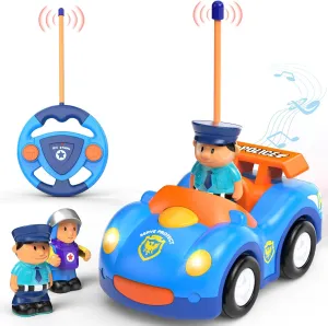 Remote Control Car for Toddlers, RC Police Car Toys for 2-5 Year Olds, Ages 2-4 with Lights & Music, First Birthday Gifts for Boys & Girls (Blue)