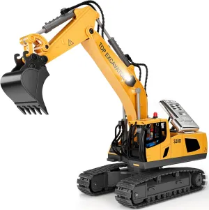 Remote Control Excavator Construction Toys for Boys, 2×1200mAh RC Construction Truck with Metal Shovel & Light, 11CH Excavator Toys for Boys 3-5 4-7 8-12 Year Old Kids Christmas Birthday Gift,120 Mins
