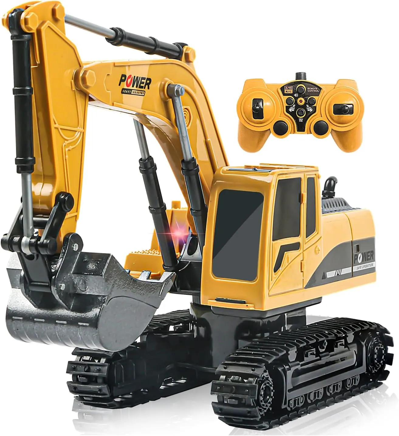 Remote Control Excavator Toy, RC Construction - Metal Shovel Digger Vehicles with Lights Sounds and 680° Rotation Digging Sand, Christmas Birthday Gift for Aged 3 4 5 6-10   Year Old