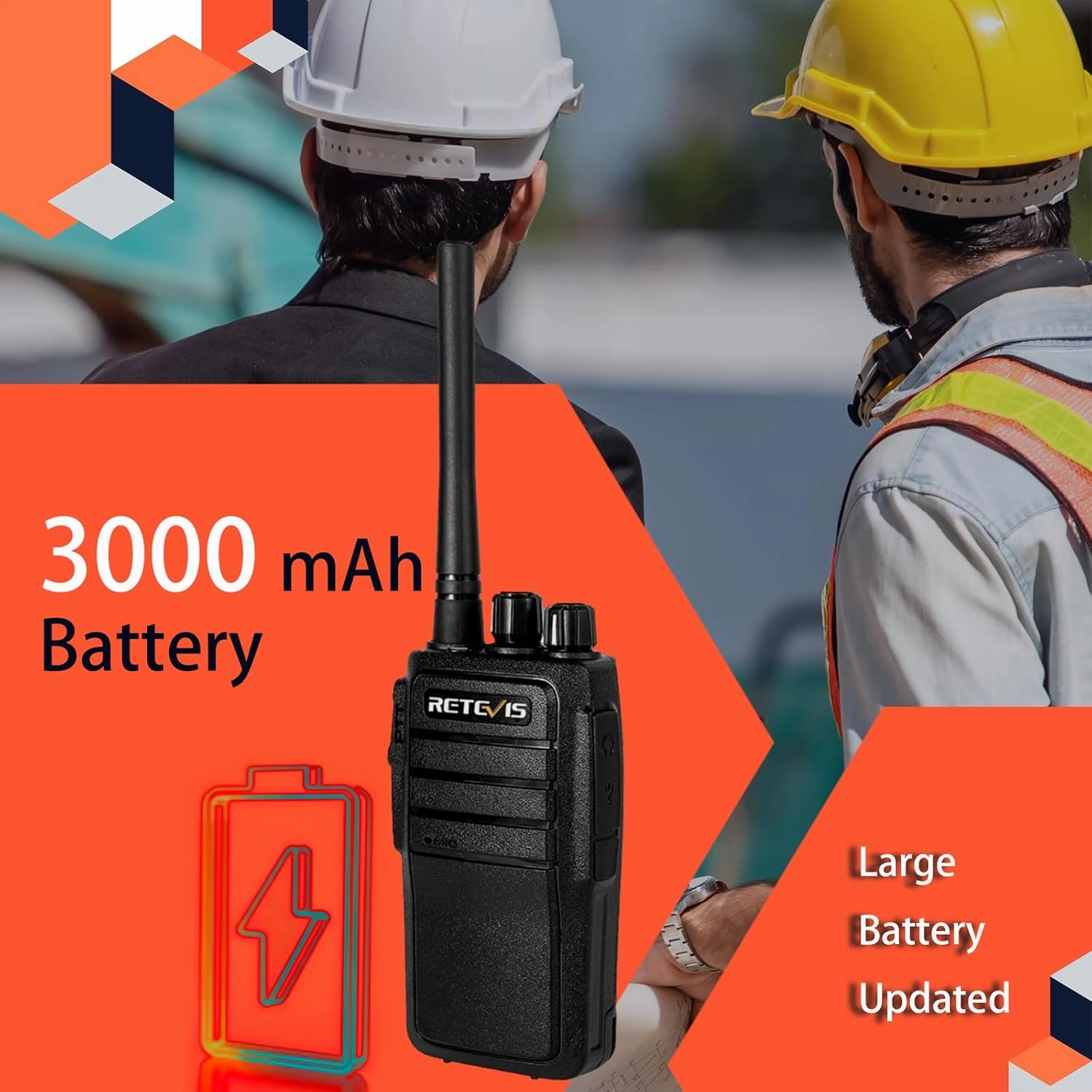 Retevis RT21 Updated Walkie Talkies Adults, Two Way Radios Long Range Rechargeable, 3000mAh Battery, with Six-Way Charger, for Security Warehouse Jobsite(6 Pack)