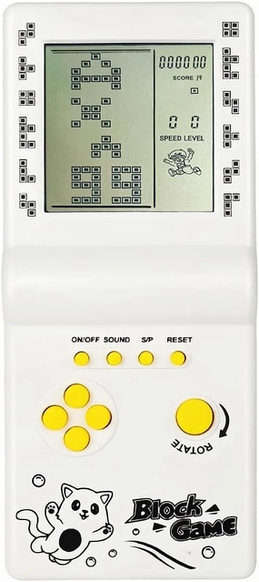 Retro Classic Block Game Console Multiple Games Adjustable Level/Speed Handheld Porable Console Brick Game/Racing/Tank Battle Puzzle Game Electronic Toys Children/Friends (White)