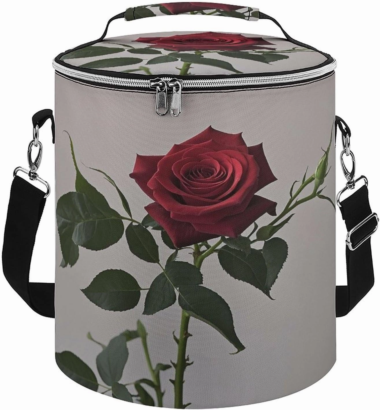 Reusable Cooler Bags, A Blooming Red Rose Printed Camping Cooler Bags,Multi-Purpose Cooler Bags,Cooler Bags for Adults
