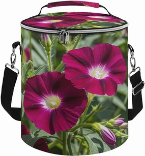 Reusable Cooler Bags, Red Geraniums Printed Camping Cooler Bags,Multi-Purpose Cooler Bags,Cooler Bags for Adults