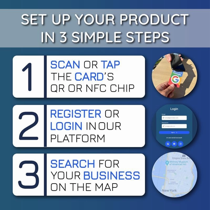 Reusable Review Tap Card for Google Reviews - 4-Cards Pack - QR & Tap NFC Review Card - Review Us on Google Tap Card - iPhone & Android - Boost my Reviews Card - Set Up at Home | by MESSAGENES