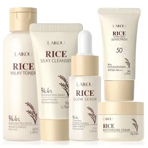 Rice Korean Skin Care For Teens 10-12 Set, Rice Extract Skincare For Girls 10-12, Natural Skin Care For Kids With Toner,Cleanser,Sunscreen,Serum, Kids Skin Care Set For Girls Ages 8-12