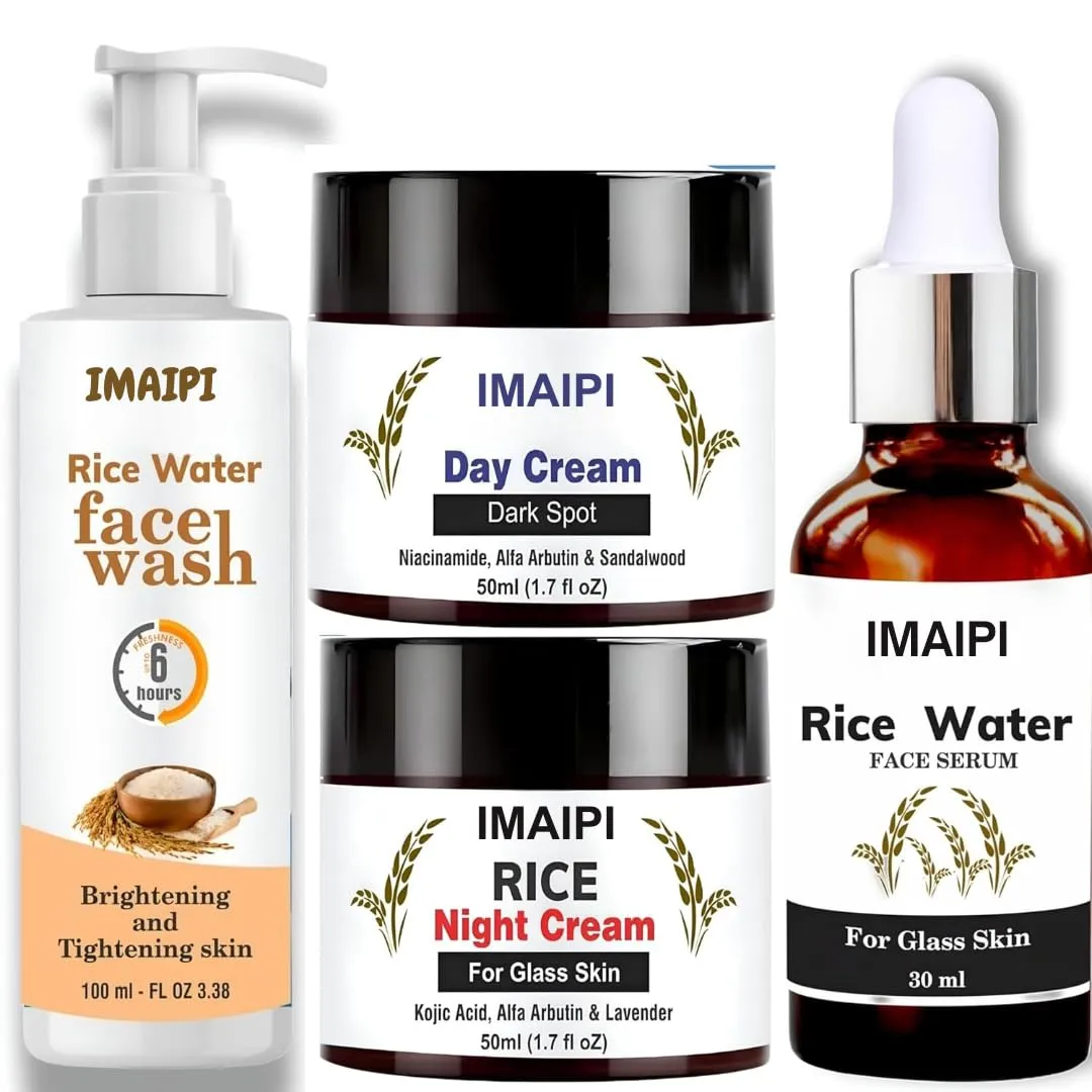 Rice Water Skin care Set, Face Wash 100ml , Day Cream 50ml , Night Cream 50ml , Face Serum 30ml