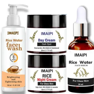 Rice Water Skin care Set, Face Wash 100ml , Day Cream 50ml , Night Cream 50ml , Face Serum 30ml