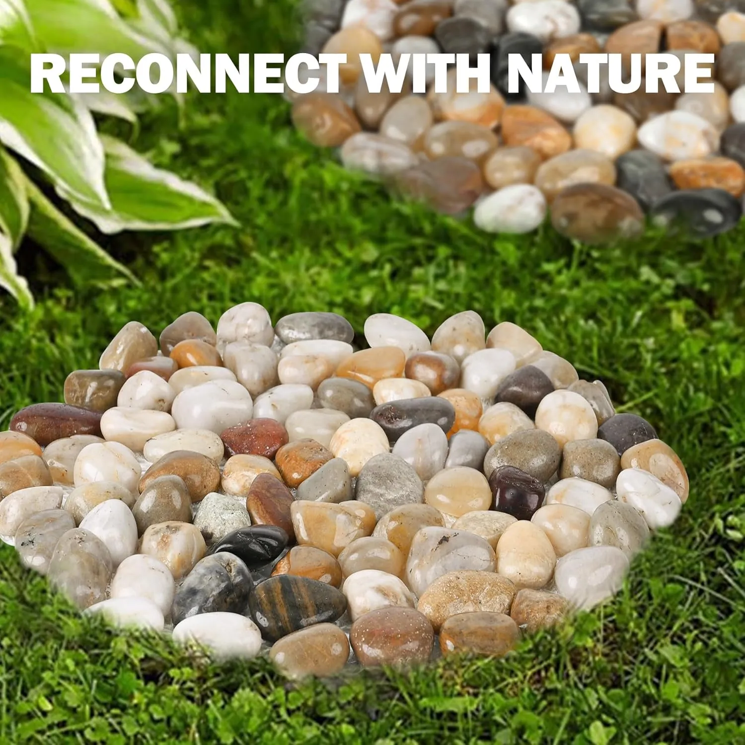 River Rock Stepping Stones Outdoor for Garden Walkway, 10 inch 6 Pcs Hexagon Shape Paver Step Stones Polished Pebble River Stone Mat for Yard Lawn Patio Pathway Walk Way - Multi-Color