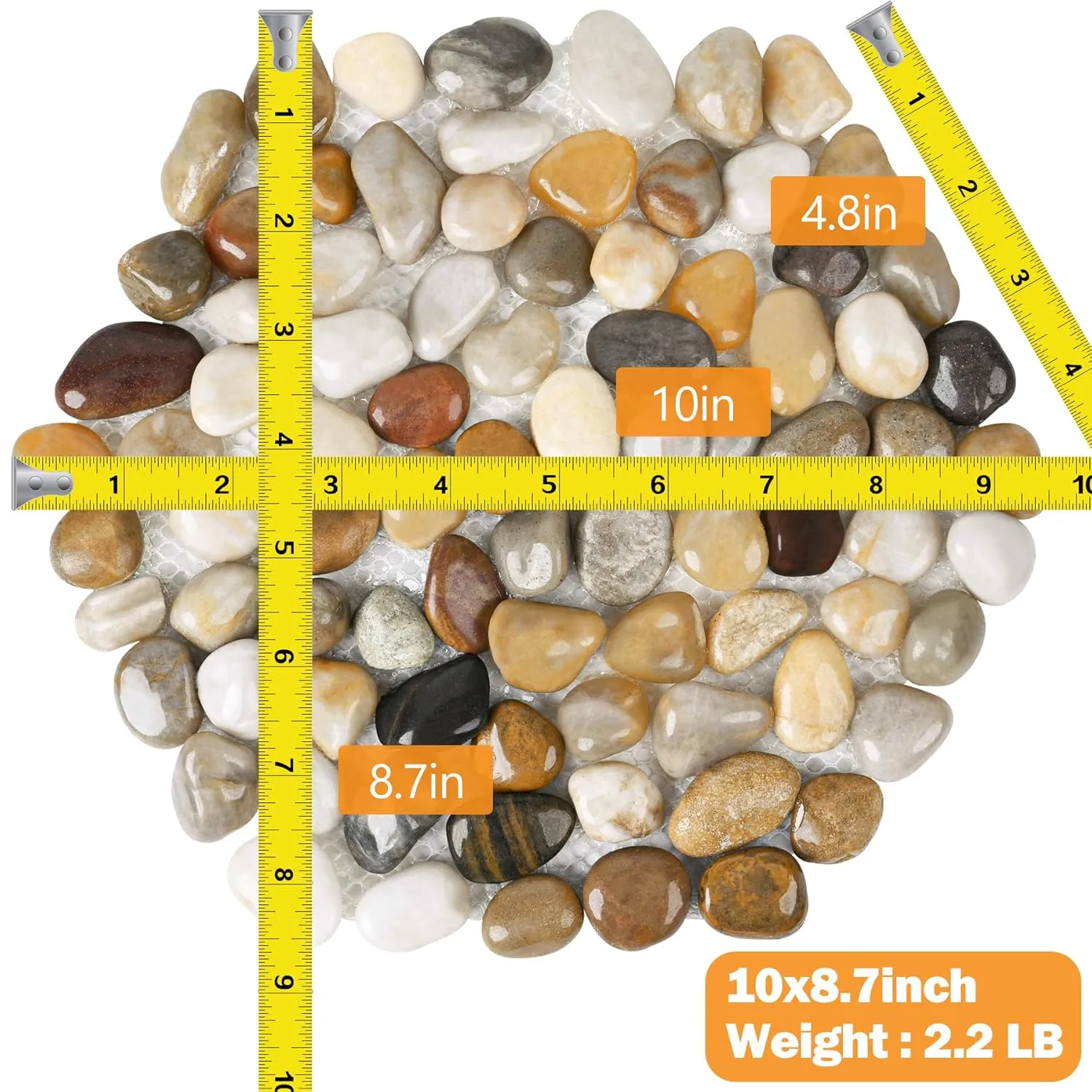 River Rock Stepping Stones Outdoor for Garden Walkway, 10 inch 6 Pcs Hexagon Shape Paver Step Stones Polished Pebble River Stone Mat for Yard Lawn Patio Pathway Walk Way - Multi-Color