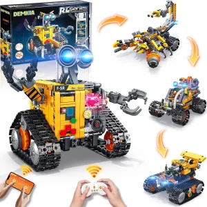 Robot Building Kit for Kids and Adults, 4-in-1 Rechargeable RC Robotics Kit with Remote & App Control, STEM Coding Toys & Science Projects, Birthday Gifts for Boys Ages 8-12  (588 Pcs)