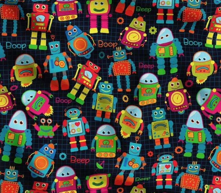 Robot Patterned Children's Fabric SCB-238